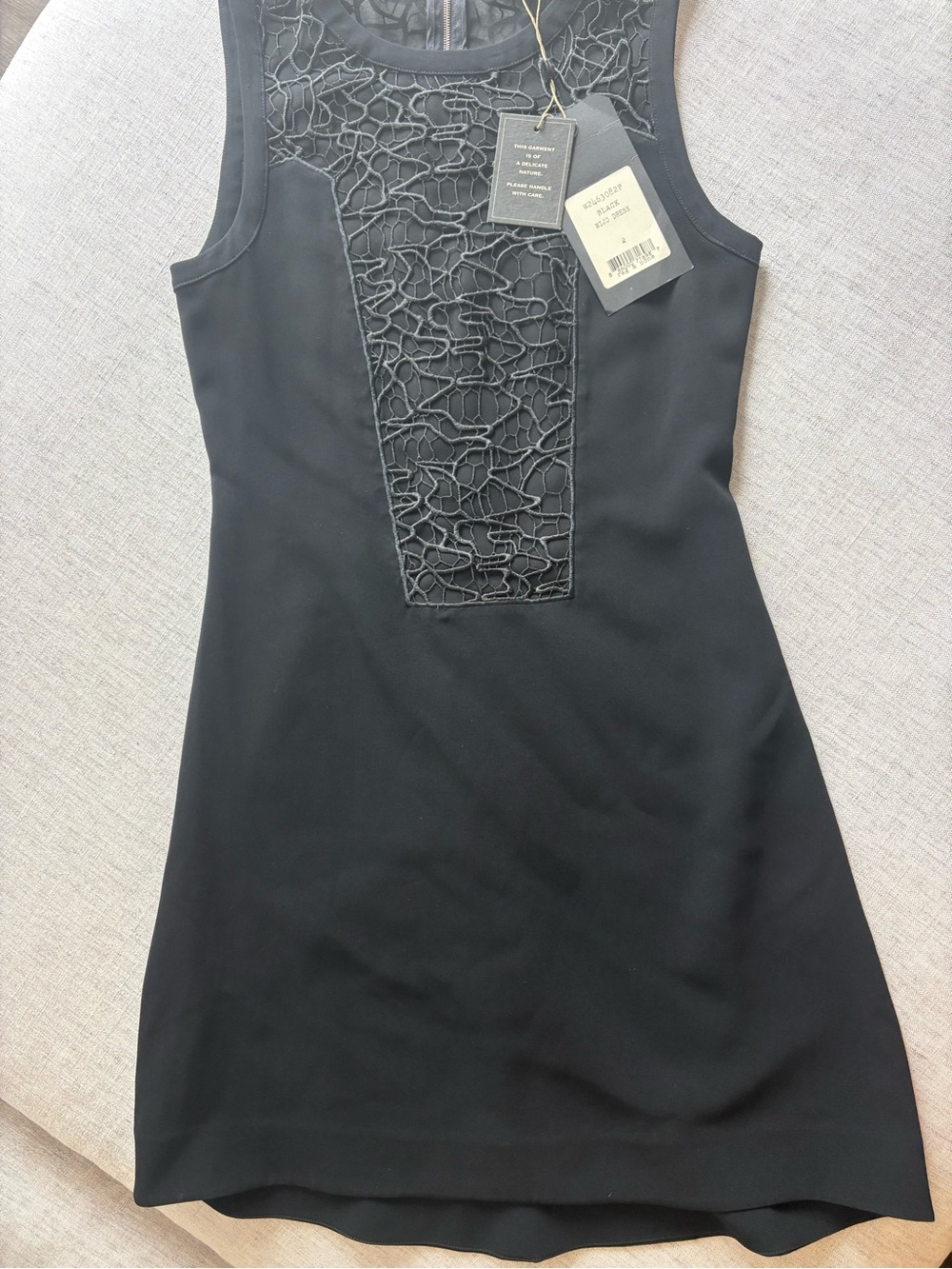 rag & bone Mijo Black Sleeveless Mini Dress with Lace Paneled Front